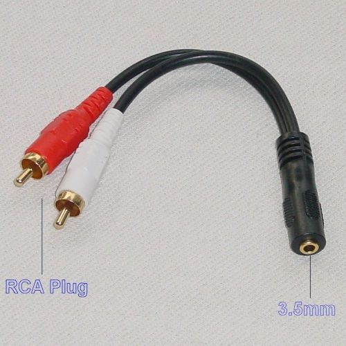 - 2 RCA Audio Plug to 3.5mm Female Jack Socket Cable Adapter HKe