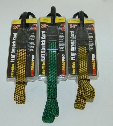 Road Pro Extra Wide Flat Stretch Cord 3 Pack Set Two 24 One 32 Inch