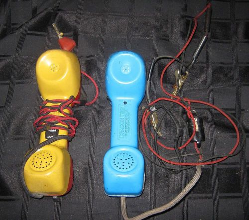 2 Blue &amp; Red / Yellow Harris Dracon TS21 Test Phone Butt Set Lineman Telephone