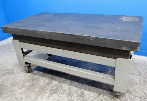 Heavy duty 72&#034; x 36&#034; x 9-1/2&#034; granite surface plate w/ rolling stand &amp; ledge for sale
