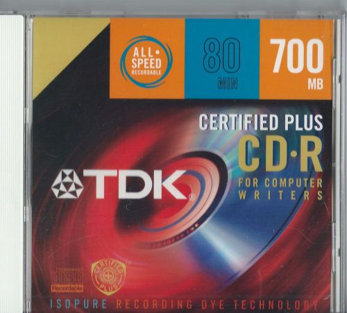 TDK 80/700MB CERTIFIED PLUS CD-R FOR COMPUTERS WRITERS ALL-SPEED RECORDABLE NEW