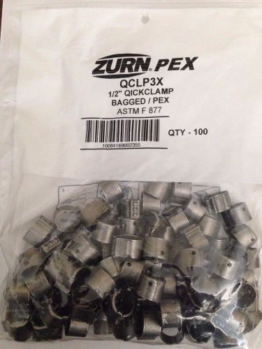 100 piece 1/2&#034; zurn pex crimp ring pinch clamp quick clamp qclp3x for sale