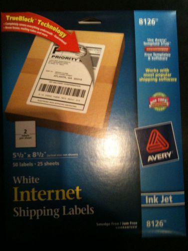 Avery 8126 Inkjet Shipping Labels 5 1/2 x 8 1/2 - 50 Labels 25 Sheets - White