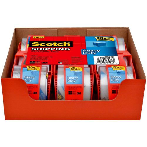 Scotch 3850 shipping packaging tape - 2&#034; x 27.7 yds. - 6 rolls with dispensers for sale