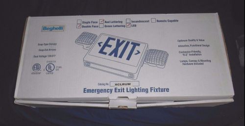 *NEW* BEGHELLI EMERGENCY EXIT LIGHTING FIXTURE #XCLRUW OPTIONAL 2 SIDED RED LED