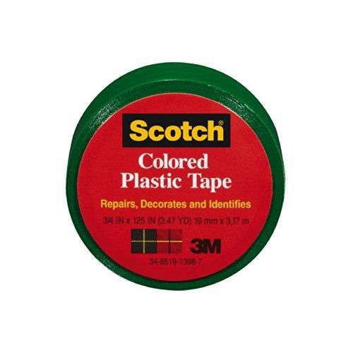Scotch 190GN Colored Plastic Tape,  3/4 x 125-Inch,  Green, 6 Pack