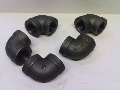 Malleable 1-1/4&#034; 300# 1500 WOG 90-Degree Pipe Elbow, Lot of 5