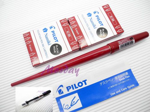 Pilot DPN-70-EF Desk Fountain Pen EF Nib + 12 BK refills + CON-50 converter ,RD