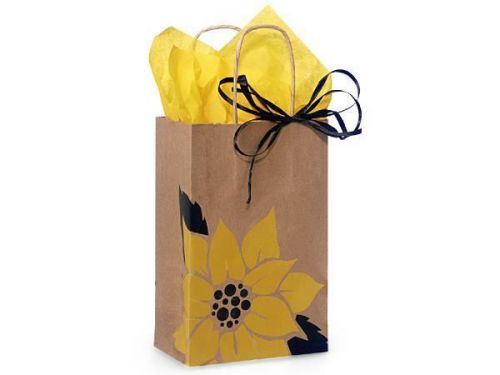 50 Small Shopping Wedding Gift Bags Sunflower Kraft Paper Merchandise Bag