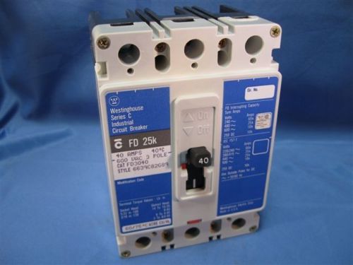 Westinghouse (fd3040) 40 amp 25k circuit breaker, new surplus for sale