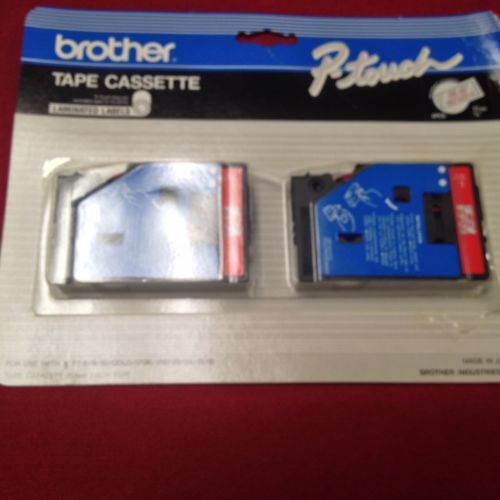 2-PK SEALED BROTHER P-Touch TC-11 Red/Clear Label Tape 1/2&#034;X25&#039; Pk of 2 NEW!!