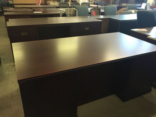 Executive style desk &amp; credenza set by darran in mahogany color wood for sale