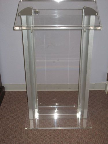 48&#034; Acrylic Podium, Pulpit, Lectern with Aluminum Sides,