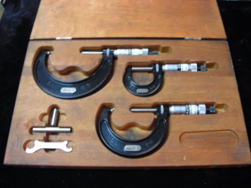 Starrett 0-3&#034; No.436 Micrometer set with standards/wrenches in wooden box