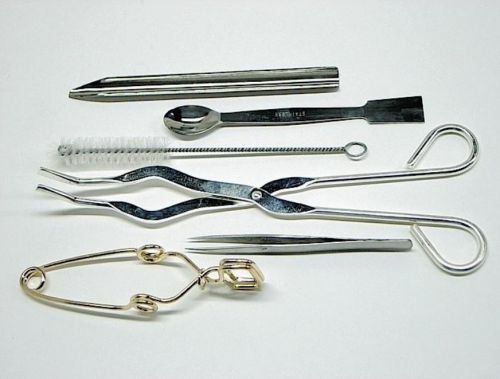 6 lab tools kit  forceps test tube brush tongs scoop + for sale