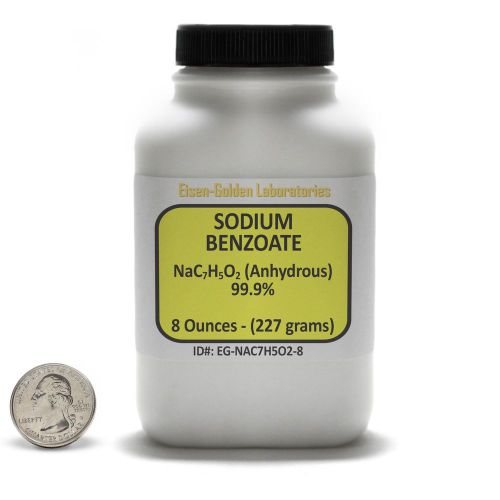 Sodium Benzoate [NaC7H5O2] 99.9% USP Grade Powder 8 Oz in a Stackable Bottle USA