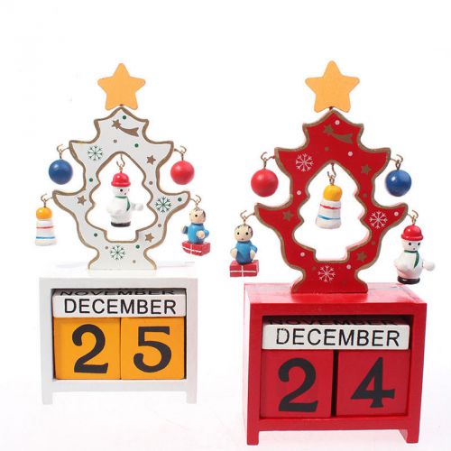 Wood Block Perpetual Christmas Tree Desk Calendar Christmas Xmas Decor Xmas Gift