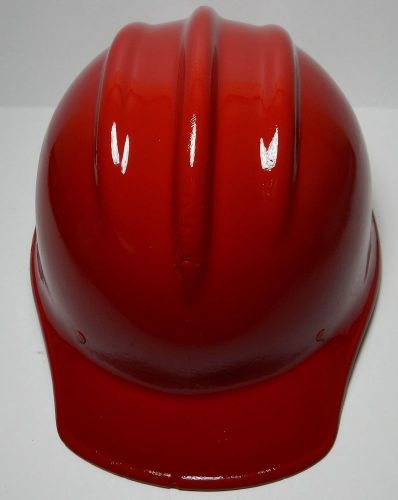 Vintage painted red bullard 502 fiberglass hard hat ironworker nice clean for sale