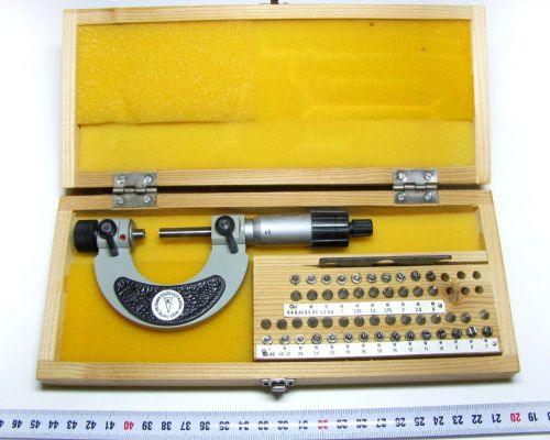 Screw thread micrometer 0-25mm +50 pitch m 0,4 - m 3 ; w 60 - w 7 (suhl /zeiss) for sale