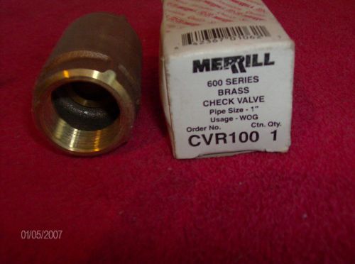 Merrill check valve 600 series brass cvr100 1&#034; new in box for sale