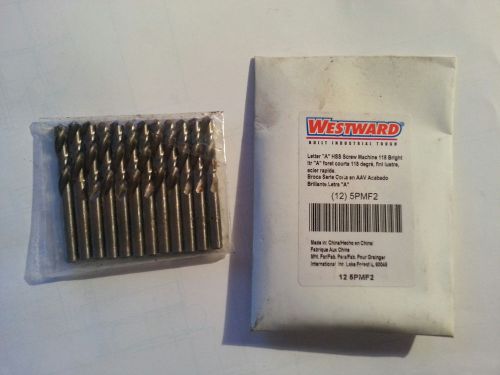 (12) bits,  letter drill &#034;a&#034;  westward 5pmf2 jobber drill bit, hss .2340 dia. for sale