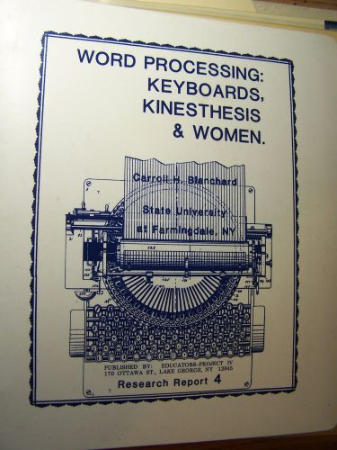 Book on word processing,keyboards,kinesthesis  &amp; women. research report 4. for sale