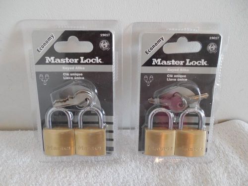 Lot Of 2 New Master Lock Keyed Alike 1901T Padlocks