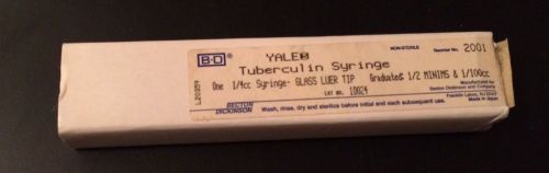 B-d yale tuberculin syringe, 1/4cc glass reusable. part 2001 for sale