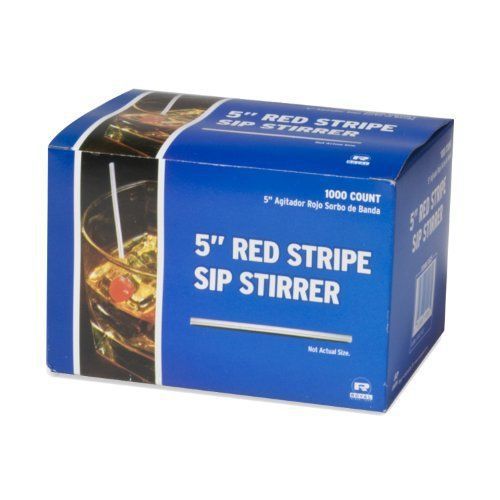 5&#034; White with Red Stripe Sip Swizzle Straw Count 1000