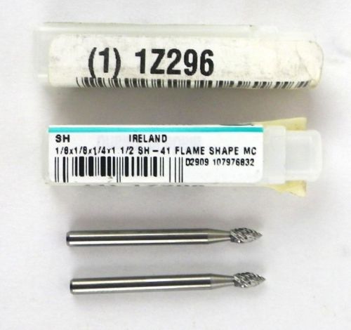 Metal Removal Carbide Bur 1/8&#034; Diameter Flame Shape SH-41 M41446 Pack of 2 J5