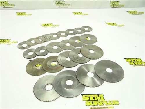 LOT OF 24 HSS SLITTING SLOTTING SAWS 1-3/4&#034; TO 2-7/8&#034; W/ 5/8&#034; BORE MALCO FRAISA