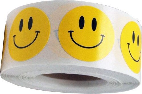 InStockLabels.com Smiley Face Happy Stickers 3/4&#034; Round Circle Teacher Labels
