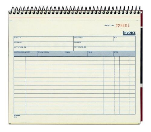 Adams spiral invoice book, 8 1/2 x 7 1/4 inches, 2-part, carbonless, for sale