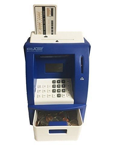 DE Mini ATM Machine Piggy Bank for Kids - Automatic Coin Counter with Bill Slot