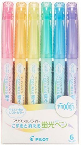 Pilot Highlighter Frixion Light, 6 Soft Color Set (SFL-60SL-6CS)