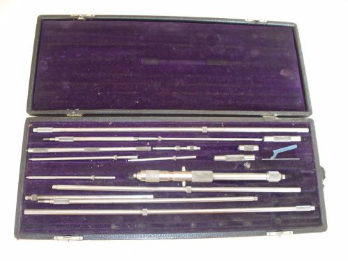 Vintage L S  Starrett Depth guage micrometer Machinest tool set in case