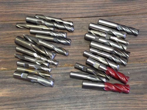 LOT OF PCT &amp; OTHER HSS 1/2 - 5/8 &#034; ENDMILLS