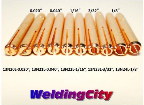 WeldingCity 10 Long Collets 13N20L 13N21L 13N22L 13N23L 13N24L TIG Torch 9/20/25
