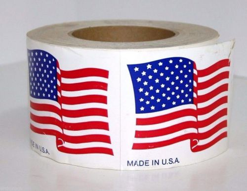 Made in USA America American Flag Stickers 2 pound roll 3 1/4&#034; X 4&#034; Hundreds!