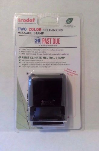 Past due - self-inking rubber stamp - trodat 2-color - red &amp; blue ink - new for sale
