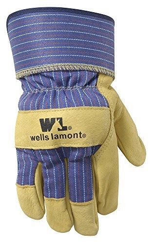 Wells Lamont 3300L Grain Leather Palm Work Gloves with Safety Cuff, Large