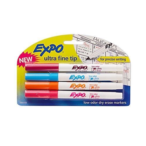 Expo Low-Odor Dry Erase Markers, Ultra-Fine Tip, 4-Pack, Fashion Colors