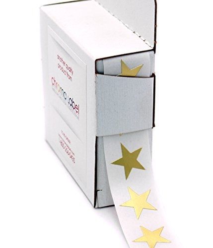 3/4&#034; Shiny Gold Star Stickers in Dispenser Box - 1,000 Labels per Box, Permanent