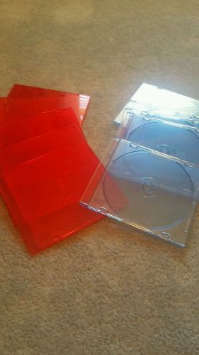 Plastic CD DVD jewel case lot of 10 red and blue, regular size