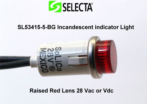 3 x   selecta sl53415-5-bg incandescent indicator raised red lens 28 vac or vdc for sale