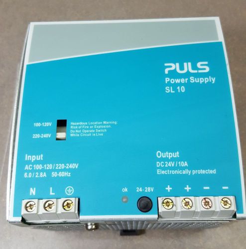PULS SL 10 Power Supply, Input: 100-120 OR 220-240V, 6.0/2.8A, Output: DC 24-28V