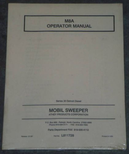 Mobil Street Sweeper M8A Operator&#039;s Manual, w/Detroit Diesel, NEW