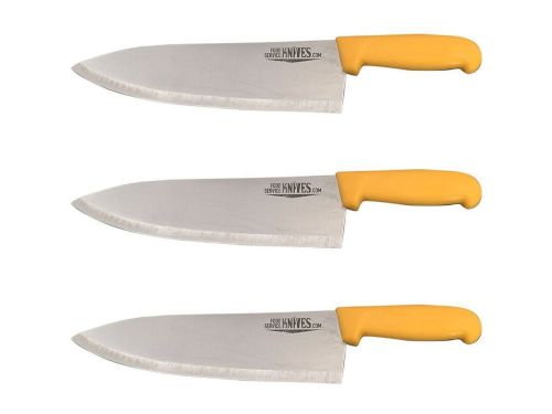 Set of 3 - 10” Yellow Chef Knives Cook French Stainless Food Service Knives New!