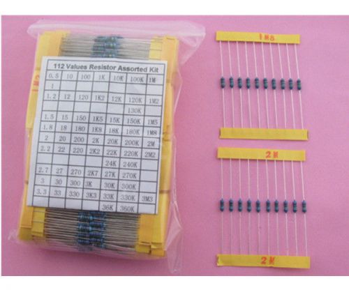 1/4W Metal Film Resistor Assorted Kit 1% 112ValuesX10pcs 0.25W resistor kit DIP