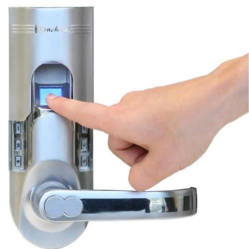 Itouchless bio-matic fingerprint door lock for right hand door, silver for sale